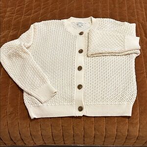 Cream Knit J Crew Cardigan with Brown Buttons